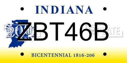 ZBT46B Indiana License Plate