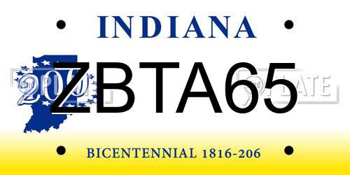 ZBTA65 Indiana License Plate