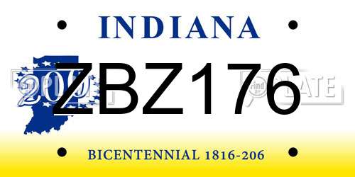 ZBZ176 Indiana License Plate
