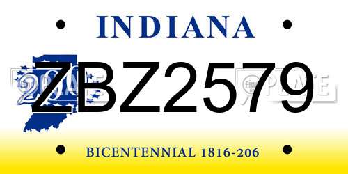 ZBZ2579 Indiana License Plate