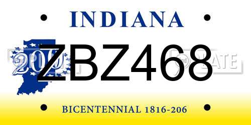 ZBZ468 Indiana License Plate