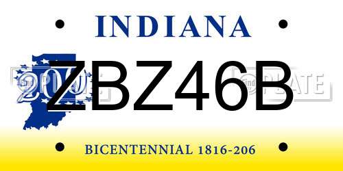 ZBZ46B Indiana License Plate