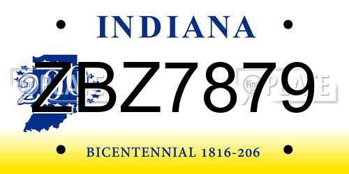 ZBZ7879 Indiana License Plate