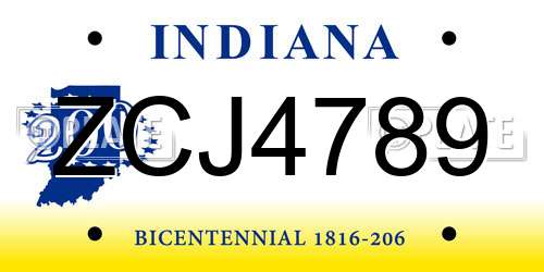 ZCJ4789 Indiana License Plate
