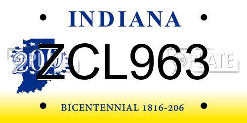 ZCL963 Indiana License Plate