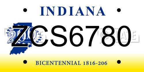 ZCS6780 Indiana License Plate
