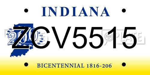 ZCV5515 Indiana License Plate