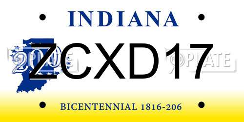 ZCXD17 Indiana License Plate