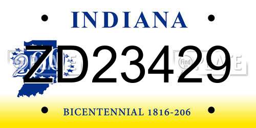 ZD23429 Indiana License Plate