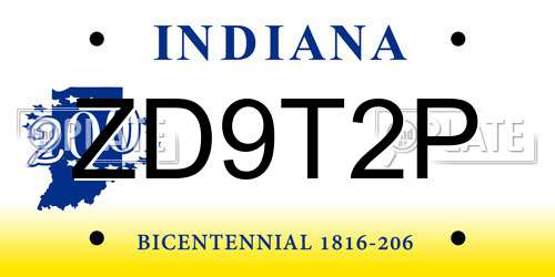 ZD9T2P Indiana License Plate
