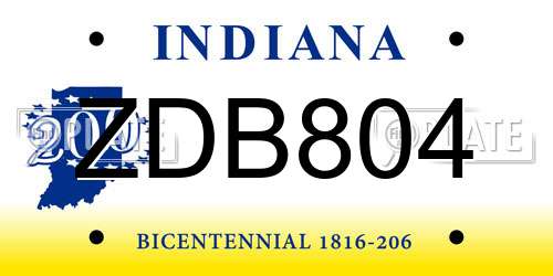 ZDB804 Indiana License Plate
