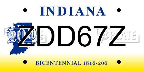 ZDD67Z Indiana License Plate
