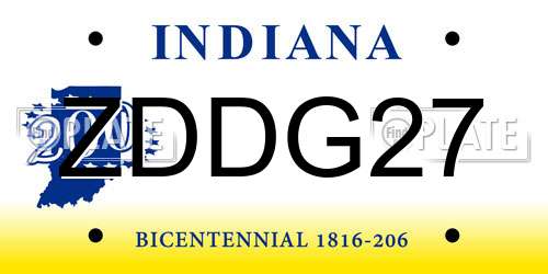 ZDDG27 Indiana License Plate