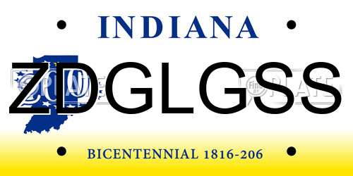 ZDGLGSS Indiana License Plate