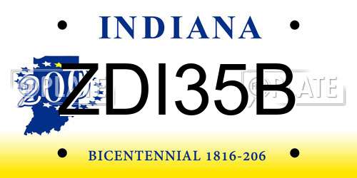 ZDI35B Indiana License Plate