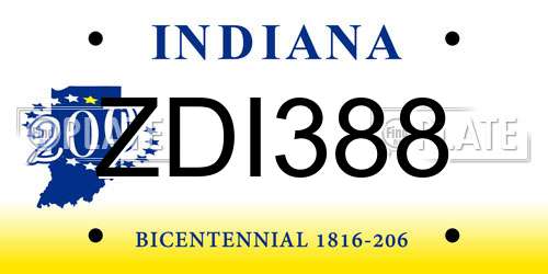 ZDI388 Indiana License Plate