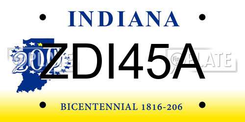 ZDI45A Indiana License Plate