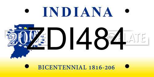 ZDI484 Indiana License Plate