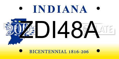 ZDI48A Indiana License Plate