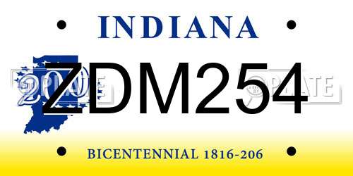 ZDM254 Indiana License Plate