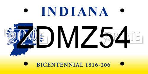 ZDMZ54 Indiana License Plate