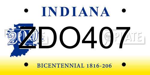 ZDO407 Indiana License Plate