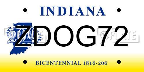 ZDOG72 Indiana License Plate