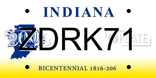 ZDRK71 Indiana License Plate