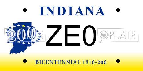 ZE0 Indiana License Plate