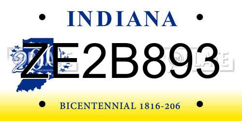 ZE2B893 Indiana License Plate
