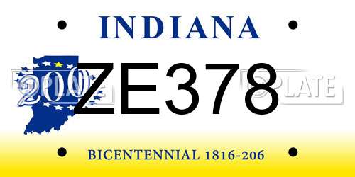 ZE378 Indiana License Plate