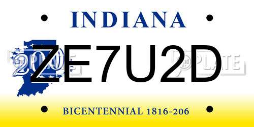 ZE7U2D Indiana License Plate