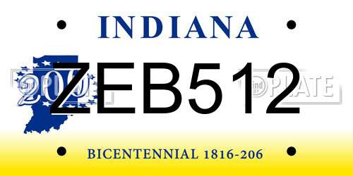ZEB512 Indiana License Plate