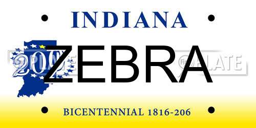 ZEBRA Indiana License Plate