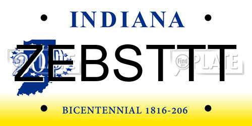 ZEBSTTT Indiana License Plate