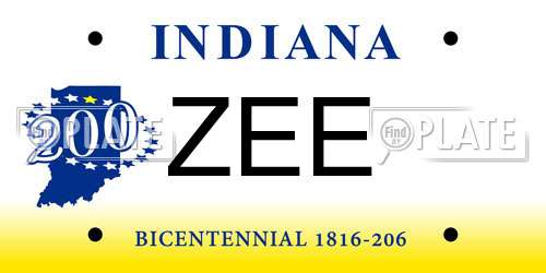 ZEE Indiana License Plate