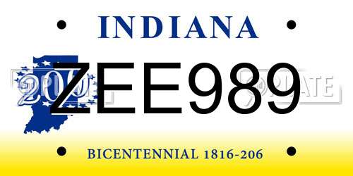 ZEE989 Indiana License Plate