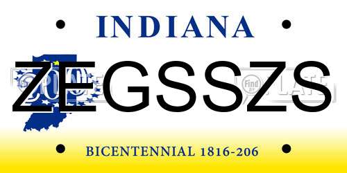 ZEGSSZS Indiana License Plate