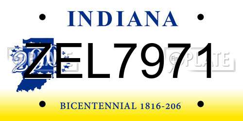 ZEL7971 Indiana License Plate