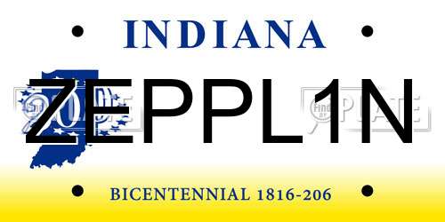 ZEPPL1N Indiana License Plate