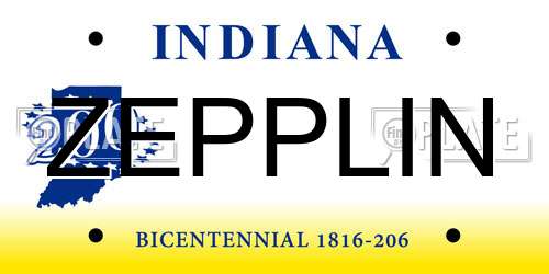 ZEPPLIN Indiana License Plate