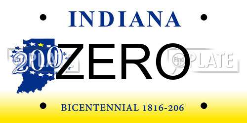 ZERO Indiana License Plate