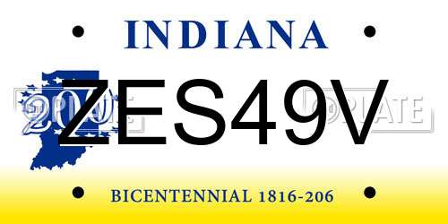 ZES49V Indiana License Plate