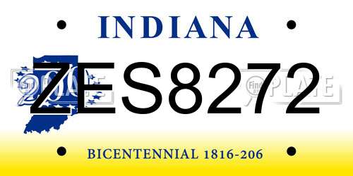 ZES8272 Indiana License Plate
