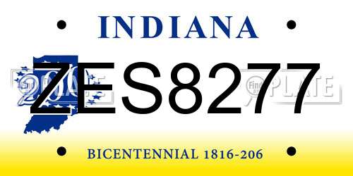 ZES8277 Indiana License Plate