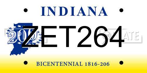 ZET264 Indiana License Plate