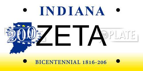 ZETA Indiana License Plate
