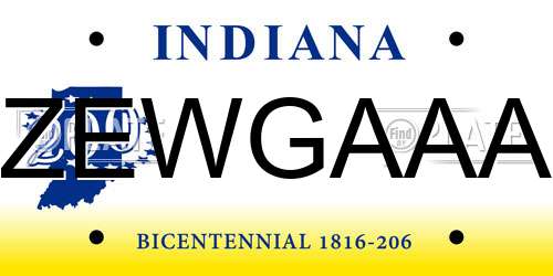 ZEWGAAA Indiana License Plate