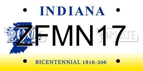 ZFMN17 Indiana License Plate