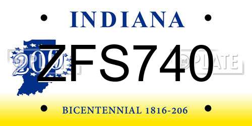 ZFS740 Indiana License Plate